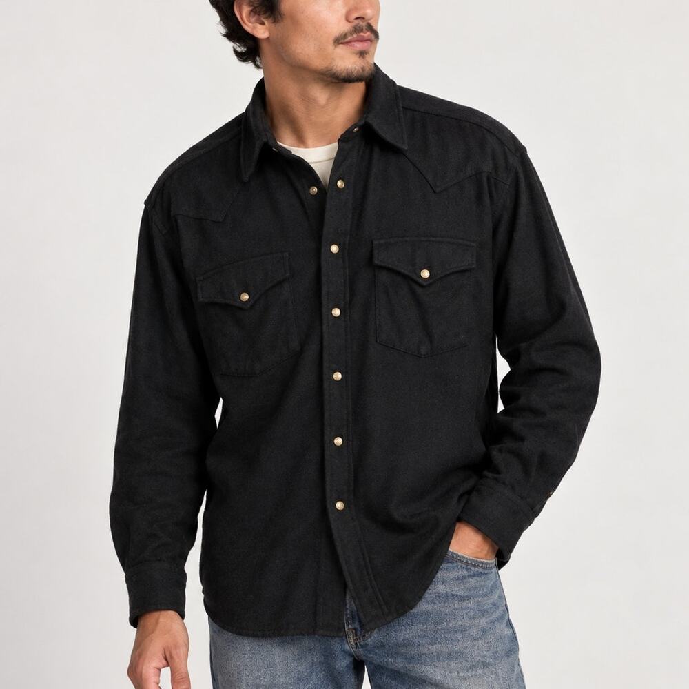 Pendleton Canyon Black Wool Western Pearl Snap Shirt size XL Tall